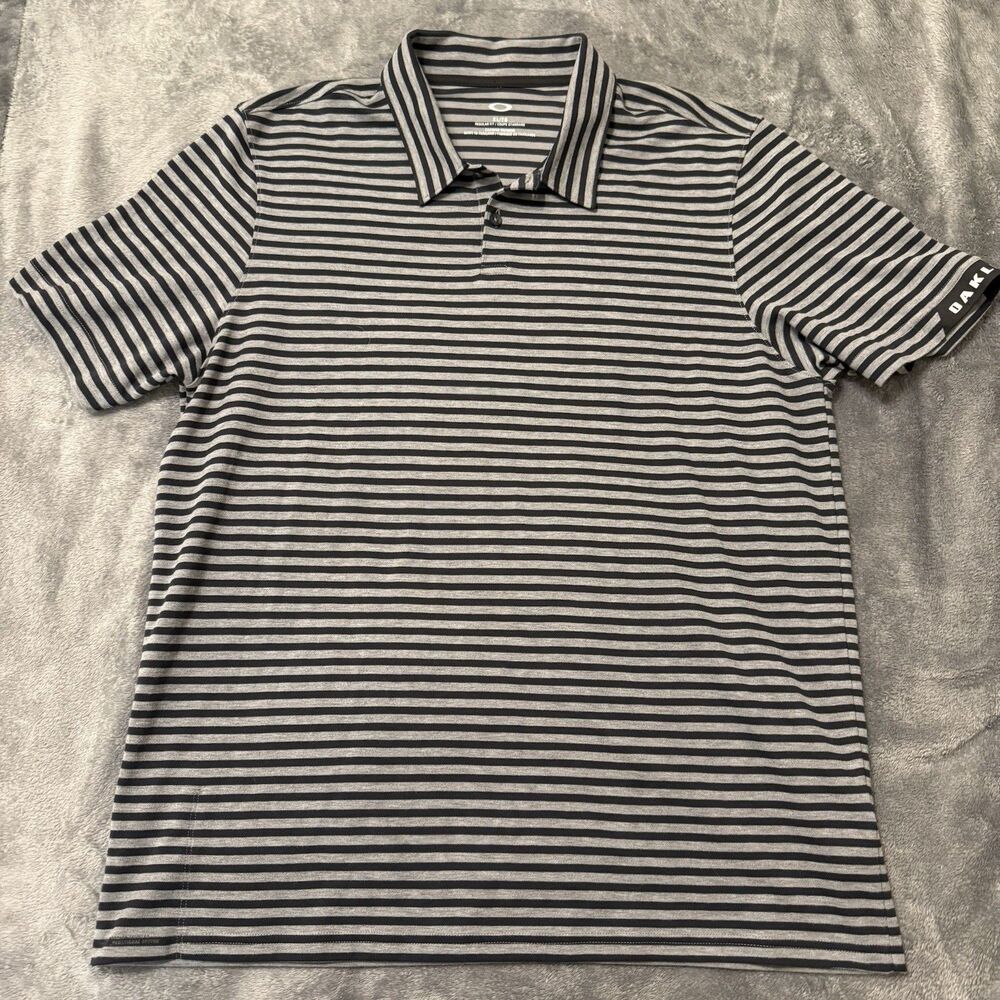 Oakley Golf Polo Striped Performance Regular Fit Short Sleeve Mens Size XL‎
